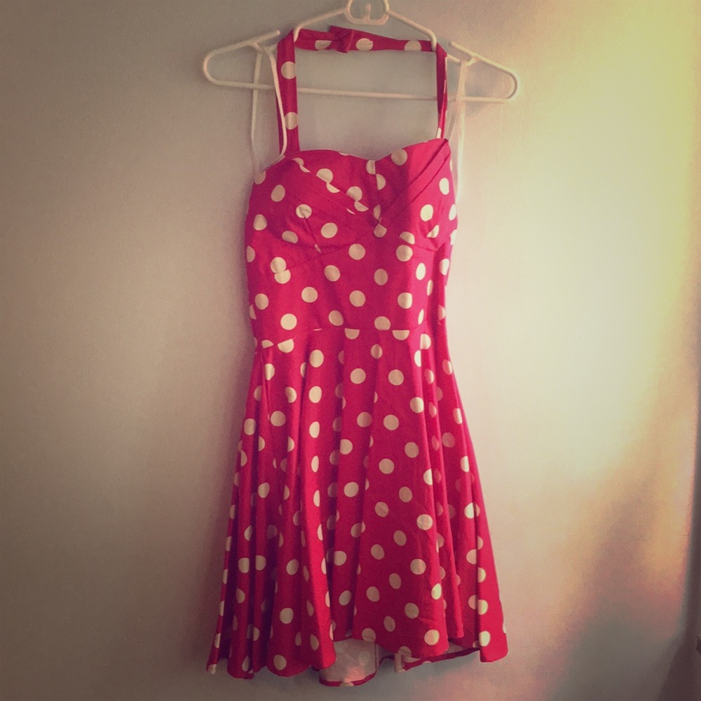 Pink polka dot dress